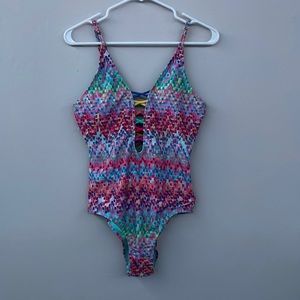 Multicolored one piece bathing suit